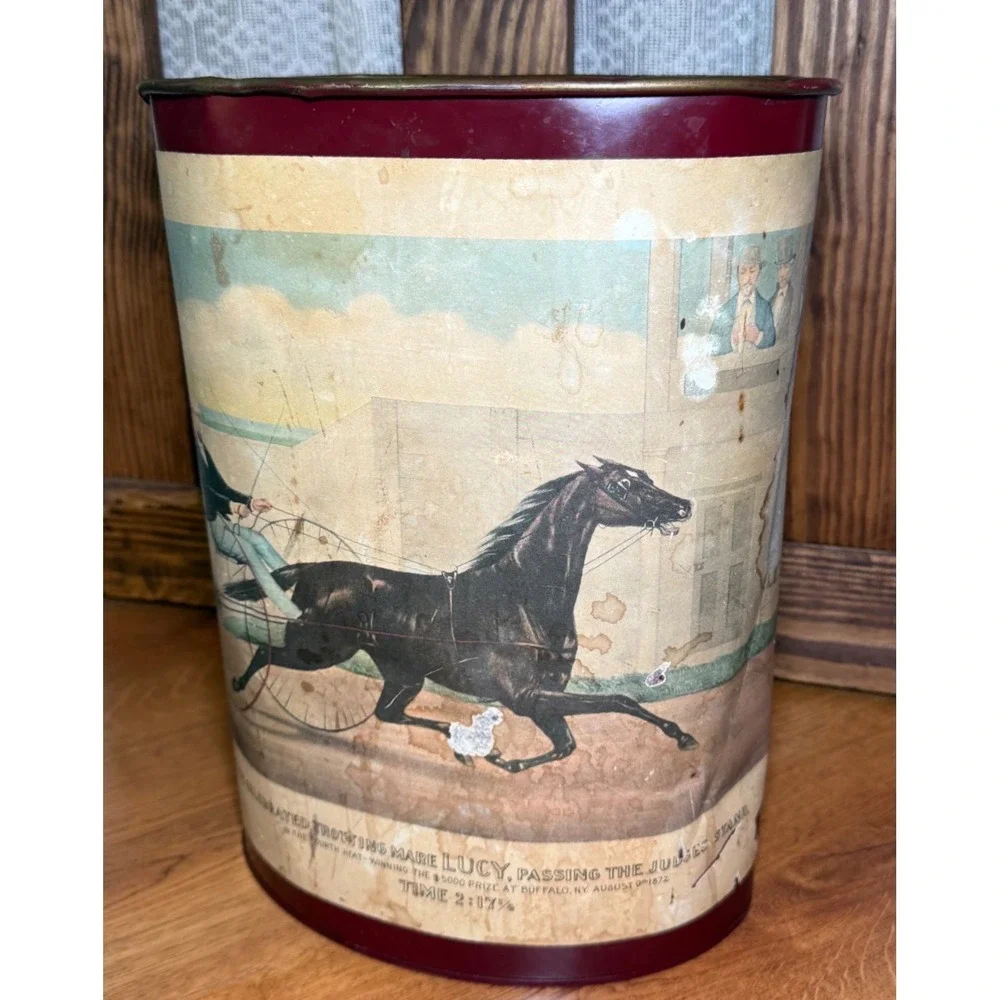 Vintage Keller-Charles Philadelphia Trotting Mare Lucy Metal‎ Wastebasket 1872